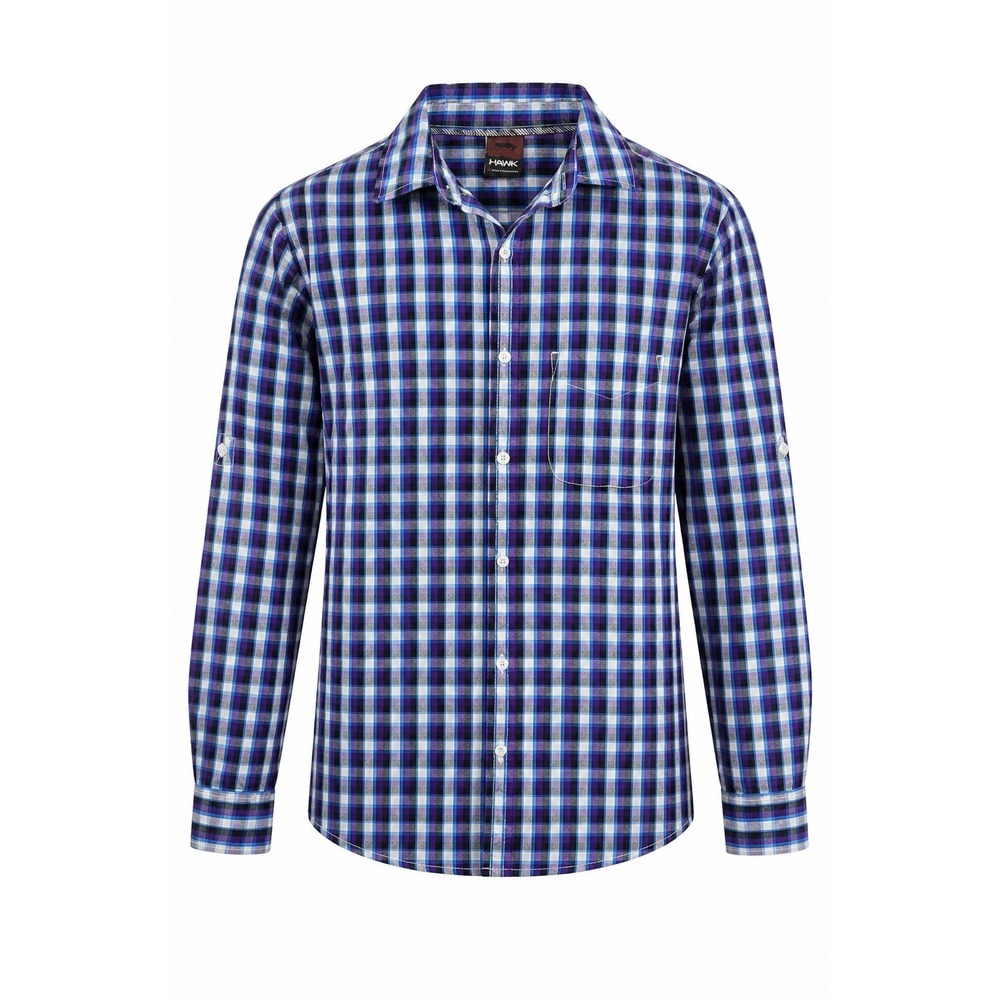 Tony Hawk Mens Small Purple Blue‎ Plaid Roll Tab Long Sleeve Button Down Shirt